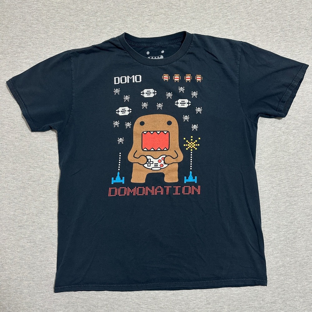 Domo Domonation Video Game Space Invaders Graphic T-Shirt Black Mens Large